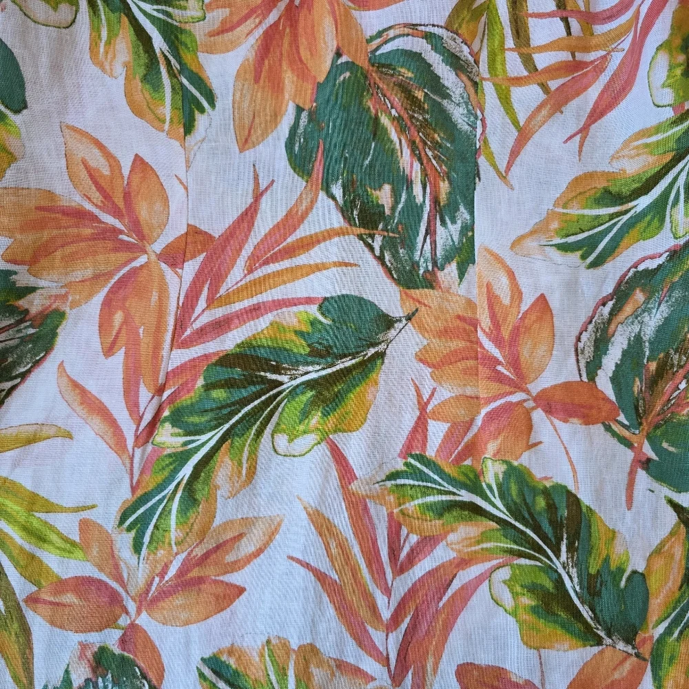 Nicole Miller New York – Floral Linen Dress – Size XS – Apricot, Green, Natural - Picture 3 of 5